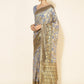 Janasya Grey Chanderi Silk Floral Woven Design Saree | Swadesiicart