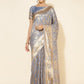 Janasya Grey Chanderi Silk Woven Ethnic Motifs Chanderi Silk Saree | Swadesiicart