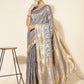 Janasya Grey Chanderi Silk Woven Ethnic Motifs Chanderi Silk Saree | Swadesiicart