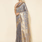 Janasya Grey Chanderi Silk Woven Ethnic Motifs Chanderi Silk Saree | Swadesiicart