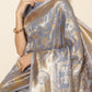 Janasya Grey Chanderi Silk Woven Ethnic Motifs Chanderi Silk Saree | Swadesiicart