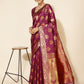 Janasya Wine Banarasi Silk Woven Ethnic Motifs Banarasi Silk Saree | Swadesiicart