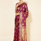 Janasya Wine Banarasi Silk Woven Ethnic Motifs Banarasi Silk Saree | Swadesiicart