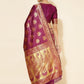 Janasya Wine Banarasi Silk Woven Ethnic Motifs Banarasi Silk Saree | Swadesiicart