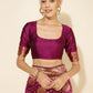Janasya Wine Banarasi Silk Woven Ethnic Motifs Banarasi Silk Saree | Swadesiicart