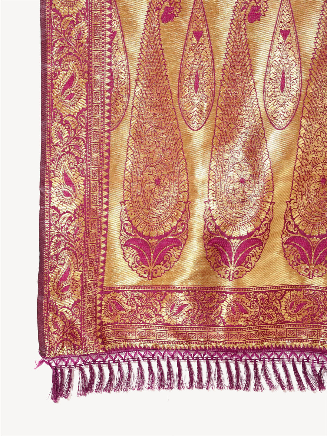 Janasya Wine Banarasi Silk Woven Ethnic Motifs Banarasi Silk Saree | Swadesiicart