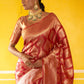 Janasya Red Organza Woven Ethnic Motifs Kanjeevaram Saree | Swadesiicart