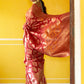 Janasya Red Organza Woven Ethnic Motifs Kanjeevaram Saree | Swadesiicart