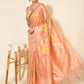 Janasya Peach Chanderi Silk Ethnic Motifs Woven Design Saree | Swadesiicart
