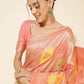 Janasya Peach Chanderi Silk Ethnic Motifs Woven Design Saree | Swadesiicart