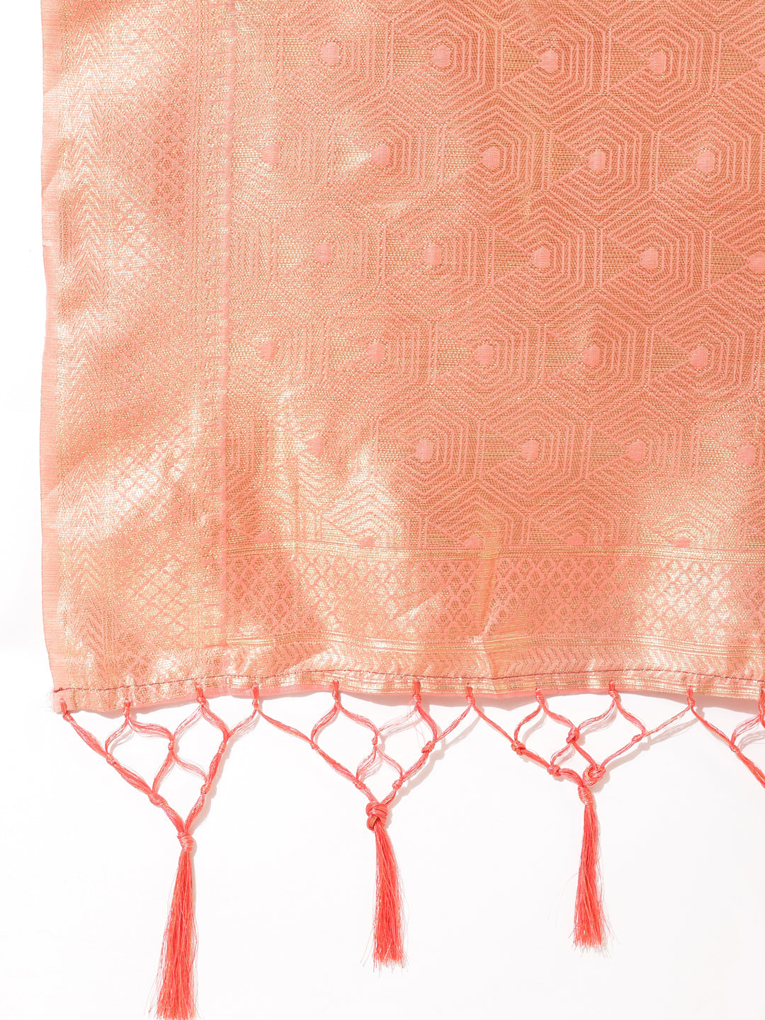 Janasya Peach Chanderi Silk Ethnic Motifs Woven Design Saree | Swadesiicart