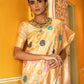 Janasya Cream Banarasi Silk Woven Floral Design Banarasi Saree | Swadesiicart