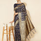 Janasya Navy Blue Chanderi Silk Woven Geometric Chanderi Silk Saree | Swadesiicart