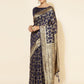 Janasya Navy Blue Chanderi Silk Woven Geometric Chanderi Silk Saree | Swadesiicart