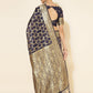 Janasya Navy Blue Chanderi Silk Woven Geometric Chanderi Silk Saree | Swadesiicart