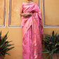 Janasya Light Pink Chanderi Silk Woven Jaal Motif Woven Design Saree | Swadesiicart