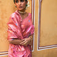 Janasya Light Pink Chanderi Silk Woven Jaal Motif Woven Design Saree | Swadesiicart