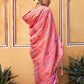Janasya Light Pink Chanderi Silk Woven Jaal Motif Woven Design Saree | Swadesiicart