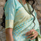 Janasya Sea Green Chanderi Silk Paisley Woven Design Saree | Swadesiicart