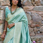 Janasya Sea Green Chanderi Silk Paisley Woven Design Saree | Swadesiicart