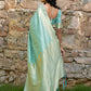 Janasya Sea Green Chanderi Silk Paisley Woven Design Saree | Swadesiicart