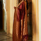 Janasya Maroon Banarasi Silk Woven Ethnic Motifs Woven Design Saree | Swadesiicart