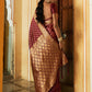 Janasya Maroon Banarasi Silk Woven Ethnic Motifs Woven Design Saree | Swadesiicart