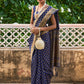 Janasya Navy Blue Banarasi Silk Ethnic Motifs Woven Design Saree | Swadesiicart