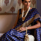 Janasya Navy Blue Banarasi Silk Ethnic Motifs Woven Design Saree | Swadesiicart