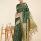 Janasya Green Banarasi Silk Ethnic Motifs Woven Design Saree | Swadesiicart