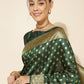 Janasya Green Banarasi Silk Ethnic Motifs Woven Design Saree | Swadesiicart