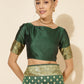 Janasya Green Banarasi Silk Ethnic Motifs Woven Design Saree | Swadesiicart