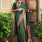 Janasya Green Banarasi Silk Ethnic Motifs Woven Design Saree | Swadesiicart