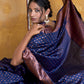 Janasya Navy Blue Banarasi Silk Ethnic Motifs Woven Design Saree | Swadesiicart