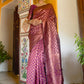 Janasya Wine Banarasi Silk Woven Ethnic Motifs Banarasi Silk Saree | Swadesiicart