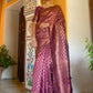 Janasya Wine Banarasi Silk Woven Ethnic Motifs Banarasi Silk Saree | Swadesiicart