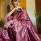 Janasya Wine Banarasi Silk Woven Ethnic Motifs Banarasi Silk Saree | Swadesiicart