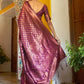 Janasya Wine Banarasi Silk Woven Ethnic Motifs Banarasi Silk Saree | Swadesiicart