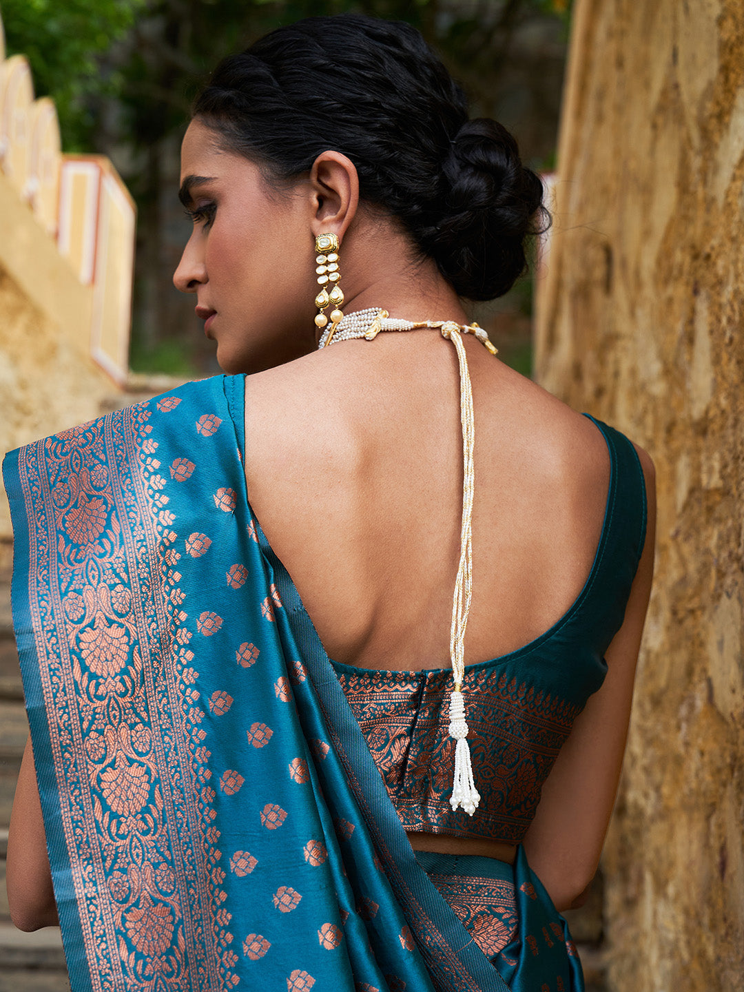 Janasya Green Banarasi Silk Ethnic Motifs Woven Design Saree | Swadesiicart