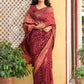 Janasya Maroon Banarasi Silk Ethnic Motifs Woven Design Saree | Swadesiicart
