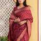 Janasya Maroon Banarasi Silk Ethnic Motifs Woven Design Saree | Swadesiicart