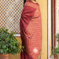 Janasya Maroon Banarasi Silk Ethnic Motifs Woven Design Saree | Swadesiicart