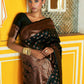 Janasya Black Banarasi Silk Ethnic Motifs Woven Design Saree | Swadesiicart
