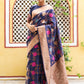 Janasya Navy Blue Banarasi Silk Floral Woven Design Saree | Swadesiicart