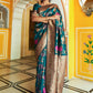 Janasya Dark Green Banarasi Silk Floral Woven Design Saree | Swadesiicart