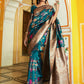 Janasya Dark Green Banarasi Silk Floral Woven Design Saree | Swadesiicart