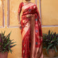 Janasya Red Banarasi Silk Floral Woven Design Saree | Swadesiicart