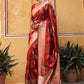 Janasya Red Banarasi Silk Floral Woven Design Saree | Swadesiicart