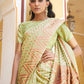 Janasya Pista Green Silk Blend Woven Polka Woven Design Saree | Swadesiicart