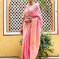Janasya Pink Silk Blend Woven Polka Woven Design Saree | Swadesiicart